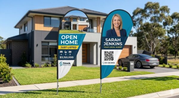 Real estate flags Real Estate Soft Signage – Teardrop Flags